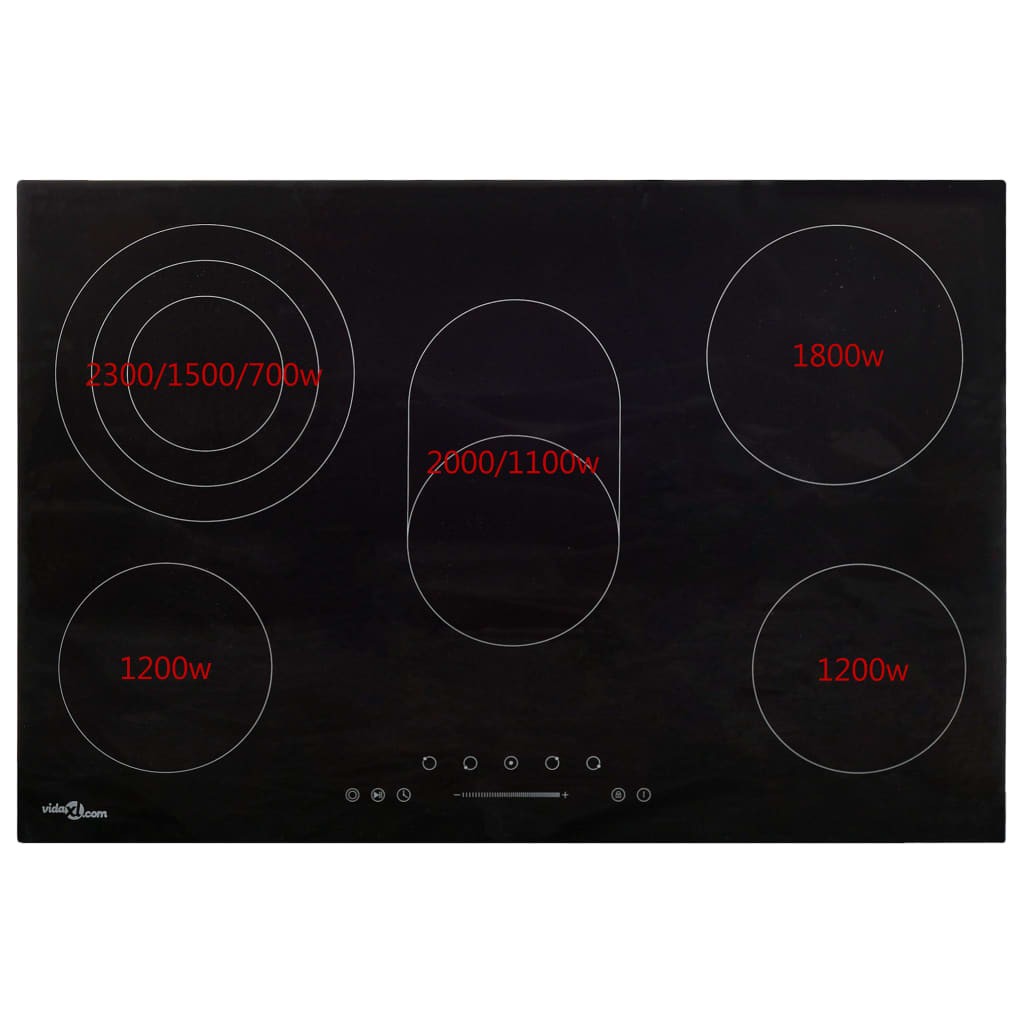 Ceramic Hob with 5 Burners Touch Control 90 cm 8500 W
